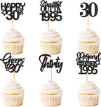 24 Pack 30th Cupcake Toppers Straight Outta 1995 Legend Since 1995 Happy 30th Cheers 30th Forty Cupcake Picks Birthday Party Decoration Supplies | Black 30