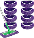Microfiber Mop Pads - 8 Pack Reusable Washable Refills for Wet & Dry Floor Cleaning - Fits Most Standard Mops - Purple Household Cleaning Pads