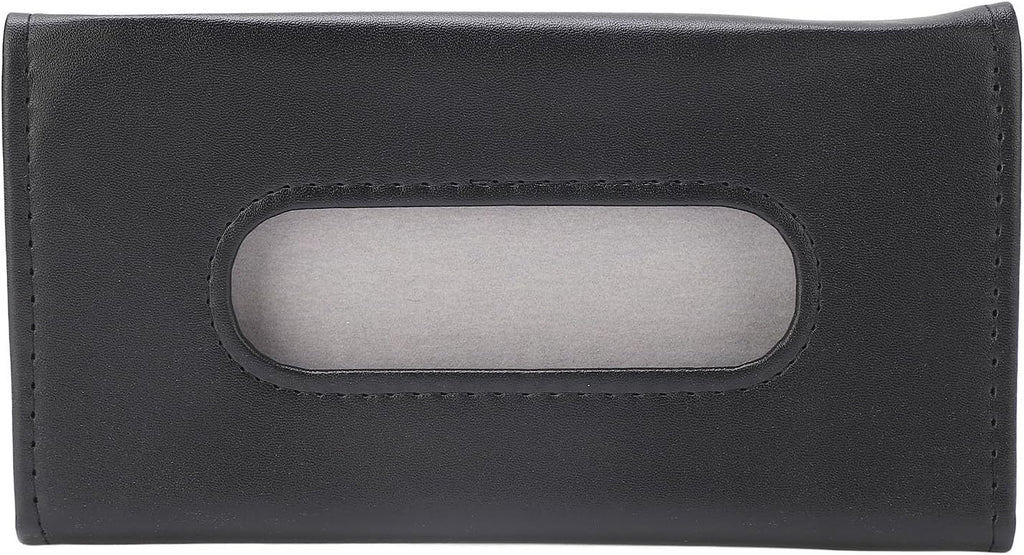 Tyenaza Car Tissue Holder, PU Leather Space Saving Odorless Easy to Clean Sun Visor Napkin Dispenser(Black)