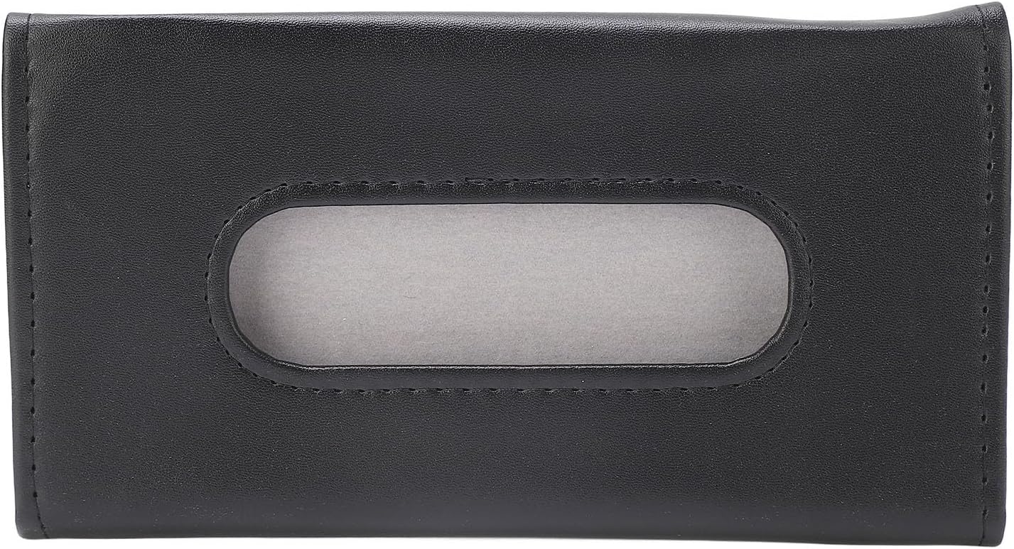 Tyenaza Car Tissue Holder, PU Leather Space Saving Odorless Easy to Clean Sun Visor Napkin Dispenser(Black)