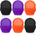 Whaline 300Pcs Halloween Cupcake Liners Black Purple Orange Cupcake Wrappers Muffin Liners for Halloween Party Supplies Table Decor