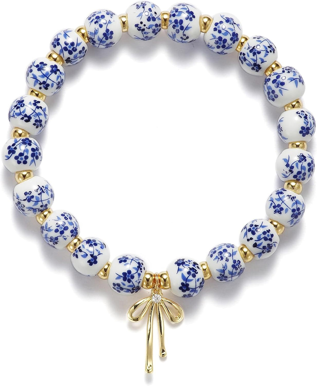 Beads Bow Charm Bracelet for Women Flower Vintage Bracelet Handmade Stretch Beaded Dainty Romantic Jewelry Gifts