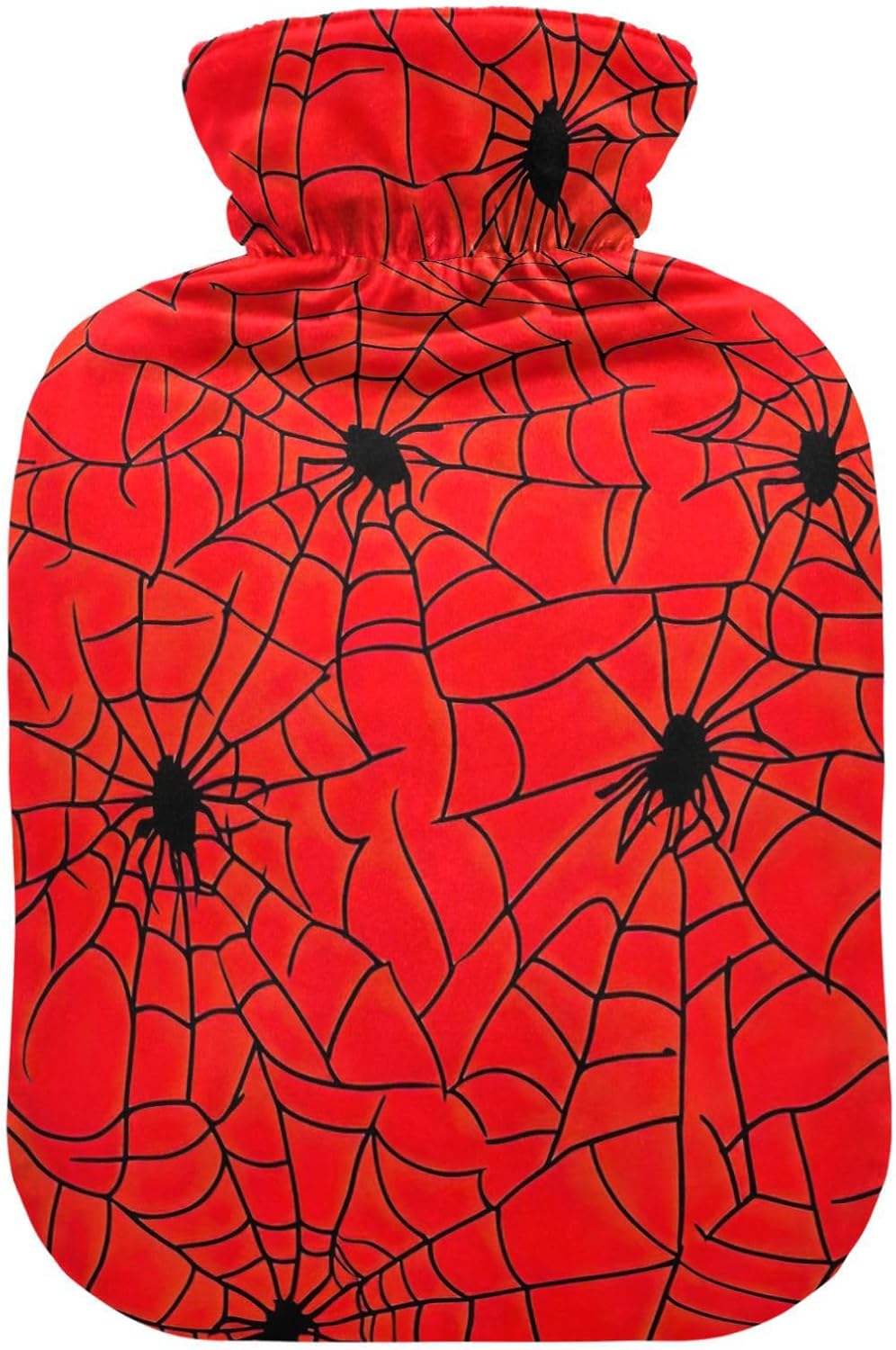 Cool Black Spiders Red Hot Water Bottles Hot or Cold Water Bottle with Soft Cover Hot Water Bag for Foot Bed Warmer Pain Relief, 2 Liters