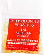 JMU Orthodontic Elastics 1/4 Medium, 100 Pack Intraoral Elastic Bands Latex Dental Rubber Bands Made in USA