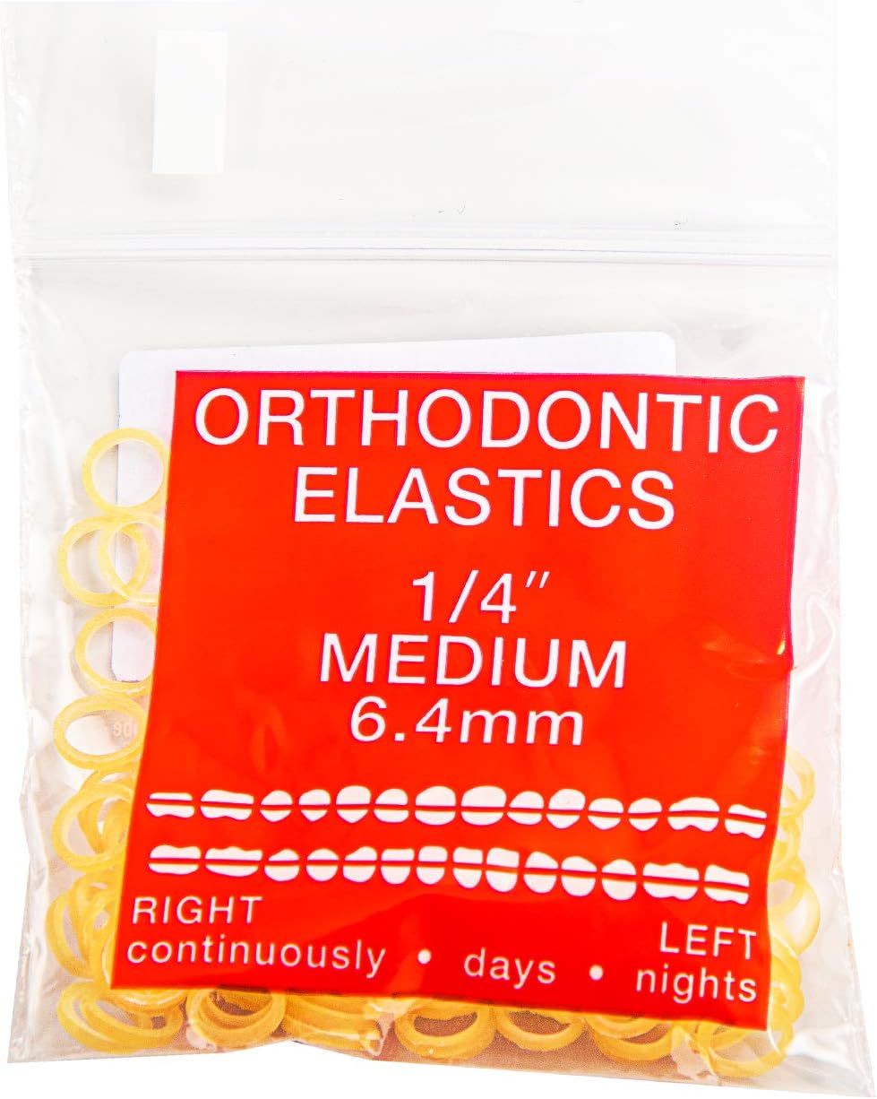 JMU Orthodontic Elastics 1/4 Medium, 100 Pack Intraoral Elastic Bands Latex Dental Rubber Bands Made in USA