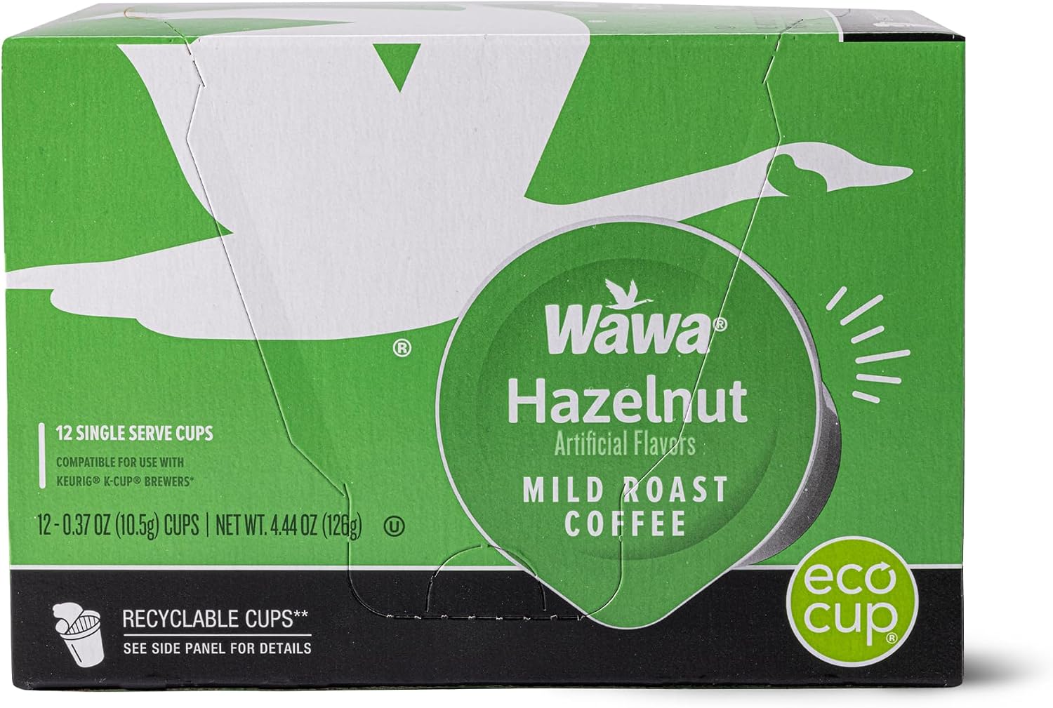Wawa Mild Roast Single Cup Hazelnut Coffee Pods, 12 Pods, 1 Box, Lightly Roasted, Nutty Smooth Balanced Blend, Single Serve, 100% More Responsibly Sourced from Rainforest Alliance Certified Farms