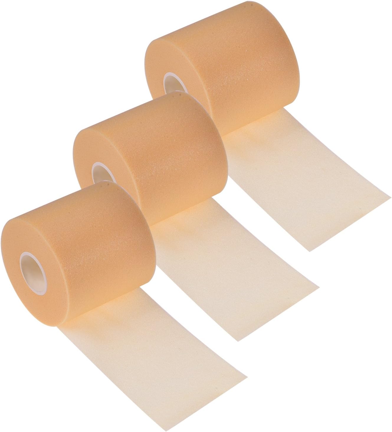 3 Rolls Pre Wrap Tape 2.75 Inch x 90 Yards Athletic Foam Underwrap Sports Pre Headbands for Hair Ankle Wrists Knees Sports(Beige)