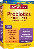 Nature Made Probiotics for Women and Men, Probiotic Capsules 1 Billion CFU from Live Cultures for Immune & Digestive Support, 30 Capsules, 30 Day Supply