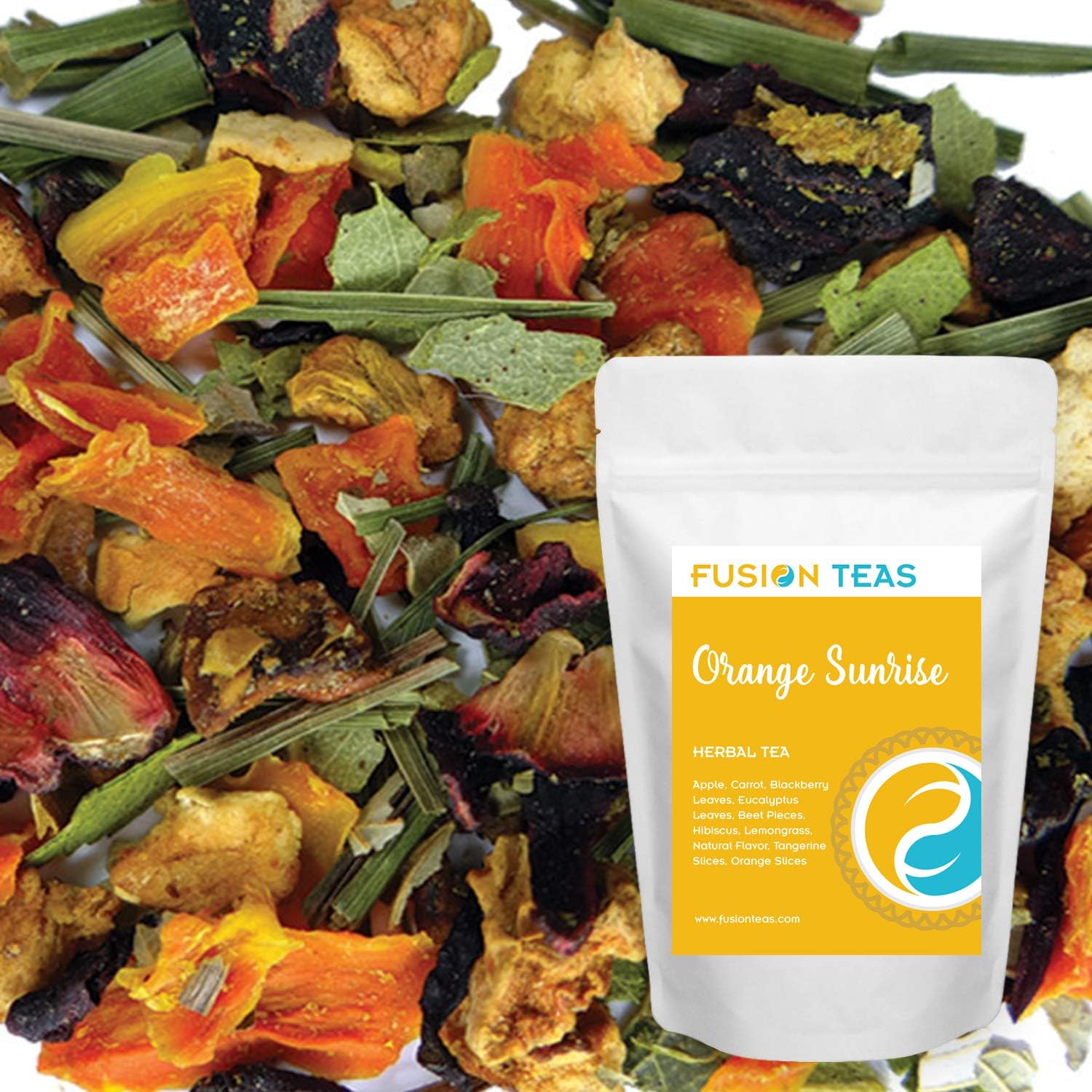 Orange Sunrise Hibiscus Herbal Fruit Tea - Caffeine Free Loose Leaf Bulk Herbs Citrus and Fruit - 1 Pound (16 Oz) Pouch