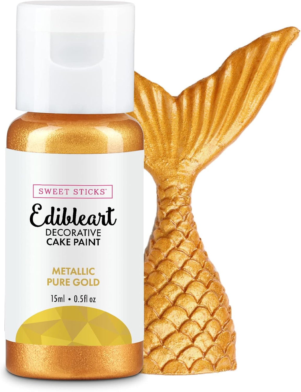 Sweet Sticks Edible Art Decorative Cake Paint 0.5 Ounce (15 Milliliters) Metallic Pure Gold