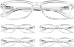 Eyekepper 5 Pack Classic Reading Glasses for Women Men Vintage Readers with Spring Hinges Transparent Frame +1.00