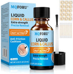 MQFORU Liquid Corn & Callus Removers for Toes & Feet, Extra Strength Corn Removal Fast Acting, 0.5 Fl oz + 15 Corn Cushions + 10 Swabs, Effective Foot Care Solution