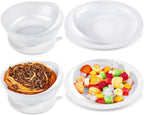 Hushee 2 Sets Adaptive Spill Proof Scoop Bowl and Plate Set with Suction Base Non Skid Self Feed Suction Dinnerware for Elderly Disabled Handicapped from Parkinsons Tremor (White)