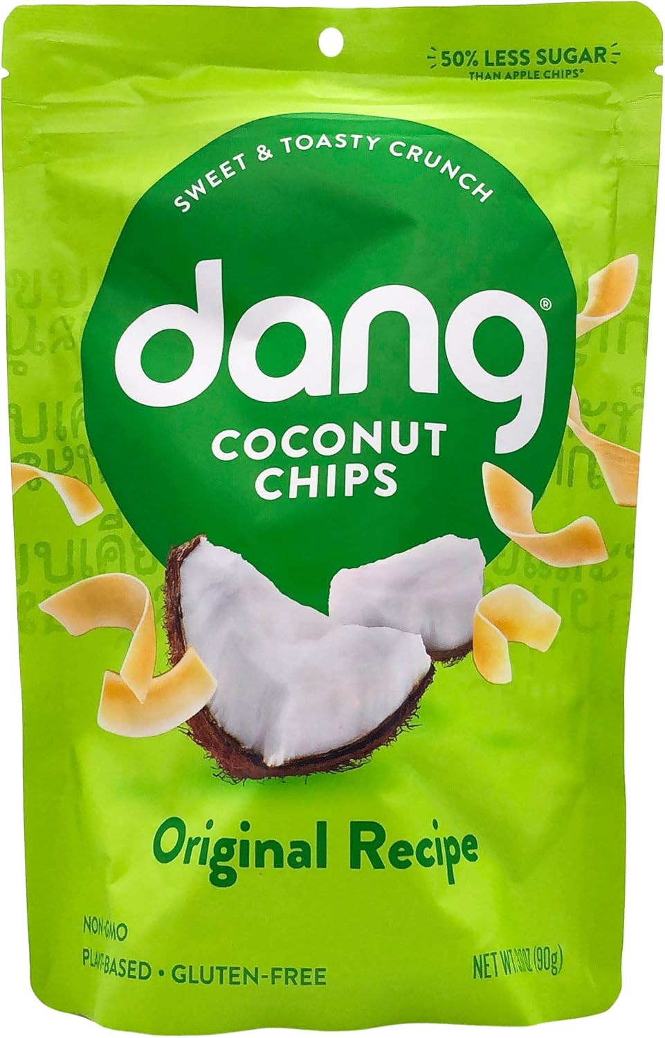 Dang Toasted Coconut Chips | Original | 1 Pack | Vegan, Gluten Free, Non GMO, Healthy Snacks Made with Whole Foods | 3.17 Oz Resealable Bag (DANG02)