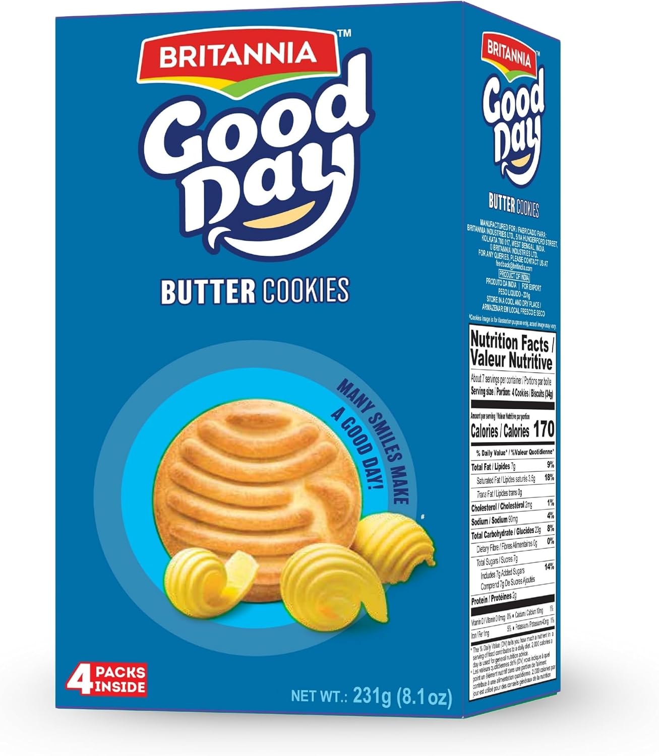 Britannia Good Day Butter Cookies – Crunchy & Buttery Biscuits, 231g (8.1 oz)