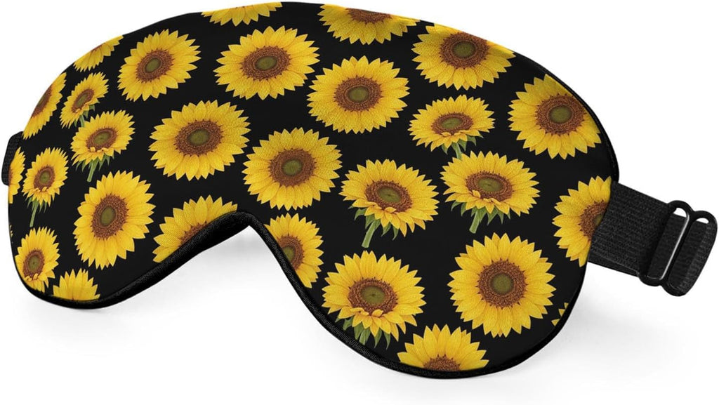 Sunflower Eye Mask Sleeping Mask Vintage Sunflowers Flower Yellow Black Sleep Masks Silky Soft Eye Cover for Women Men Shading Blindfold for Air Travel Sleeping