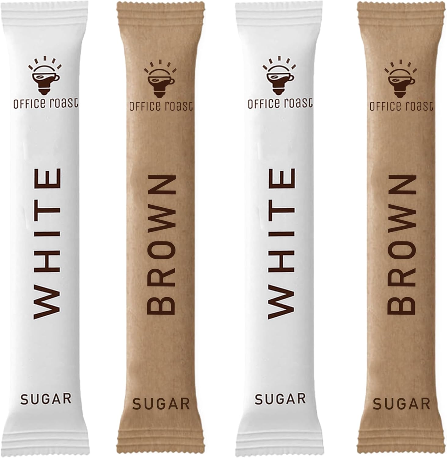Office Roast Sugar Sticks Variety Pack – 400 Total (200 White Sugar Sticks + 200 Brown Sugar Sticks) – Individually Wrapped Coffee Sweeteners for Office, Café, Restaurant & Hotel Use & House Packets