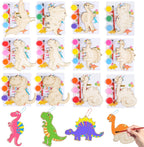 Dinosaur Party Favors for Kids – 12 Pack Dino Painting Kits Wooden Keychains Arts and Crafts for Kids, Birthday Party Rerturn Gifts Goodie Bag Filler Pinata Stuffers Activities Toy Classroom Prizes