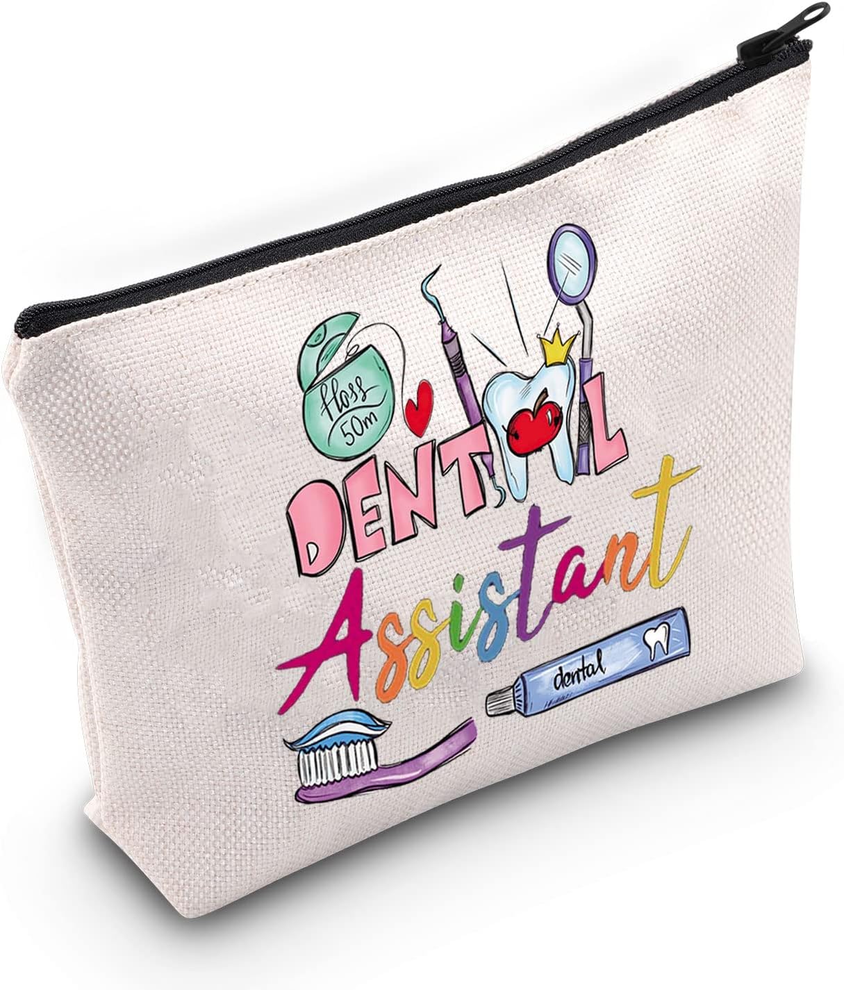 WZMPA Dental Assistant Cosmetic Makeup Bag Dental Hygienist Assistant Gift Dental Assistant Zipper Pouch For Future Dentist Dental Students (Dental Assistants)