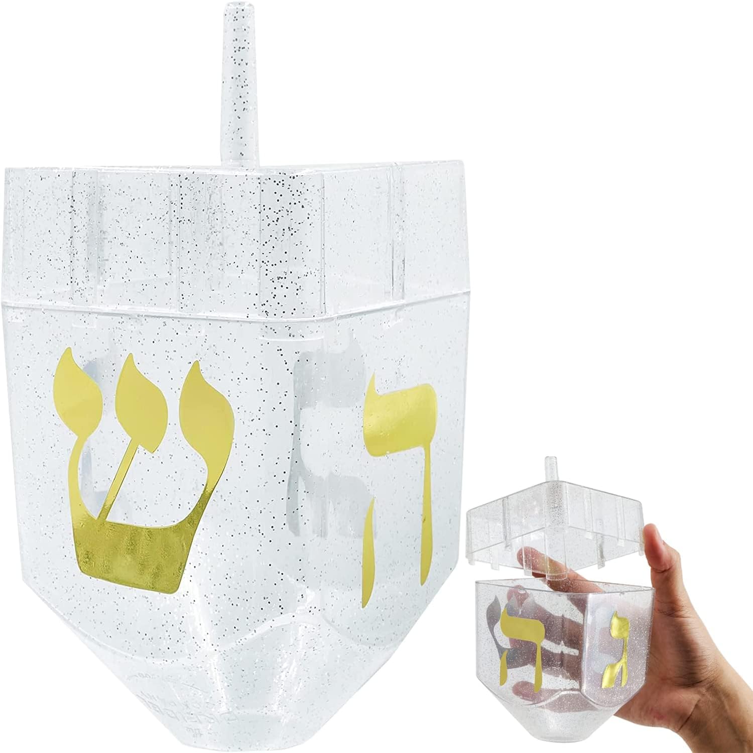 The Dreidel Company Jumbo Hanukkah Fillable 6.5" Inch Dreidel, Stands Straight on Table, Can Be Filled with Hanukkah Gelt or Any Hanukkah Item (Single)