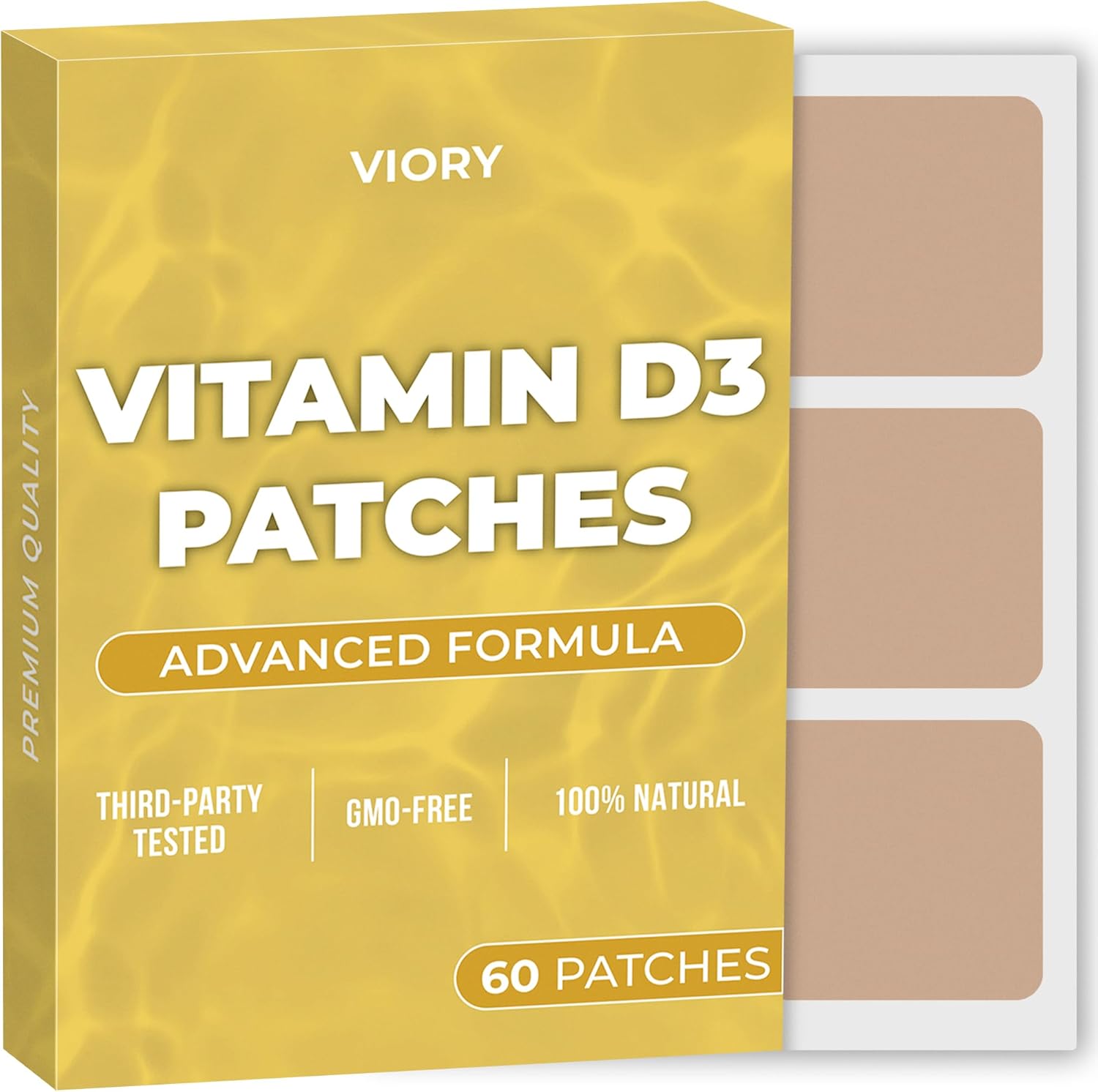 D3 Patches (Pack of 60) - 100% Natural D Patch for Women and Men - with Calcium, Magnesium, K2 - Immune & Body Support - Enhanced Formula