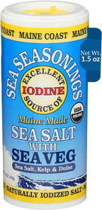 Maine Coast Sea Vegetables Sea Salt with Sea Veg Shaker | Wild-Harvested Seaweed Seasoning | Organic Dulse & Kelp Blend | Rich in Iodine | Great for Soups & Salads | 1.5 oz (Pack of 1)