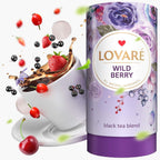LOVARE Wild Berry Loose Leaf Tea 80 g - Made in Ukraine - Black Tea, Cherry, Roses, Hawthorn Berries, Elderberry, Black Currant Berries, Strawberry - Gift Box with 15 Paper Filters (Wild Berry)