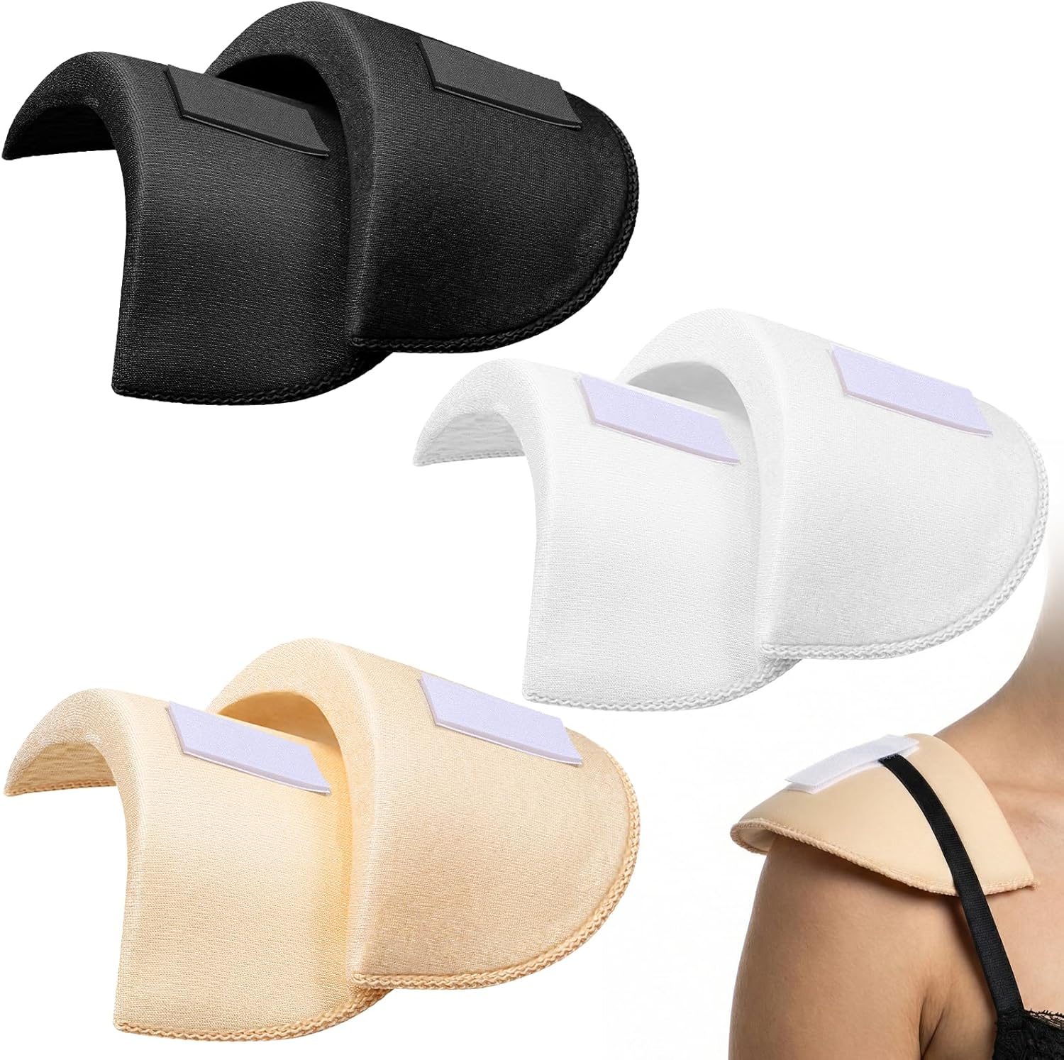 3 Pairs Shoulder Pads, 1.5cm Thickness Foam Shoulder Pads Breathable Set-in Shoulder Enhancer Anti-Slip Detachable Sponge Pad for Women Men Blazer Suit Coat Jacket Clothes Sewing Accessories