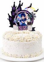 1Pcs Merlina Cake Topper – Inspired by the Character from the Series, Exclusive Halloween Design – Customizable Name and Age – Perfect for Birthdays, Themed Parties, and Cake Decorations