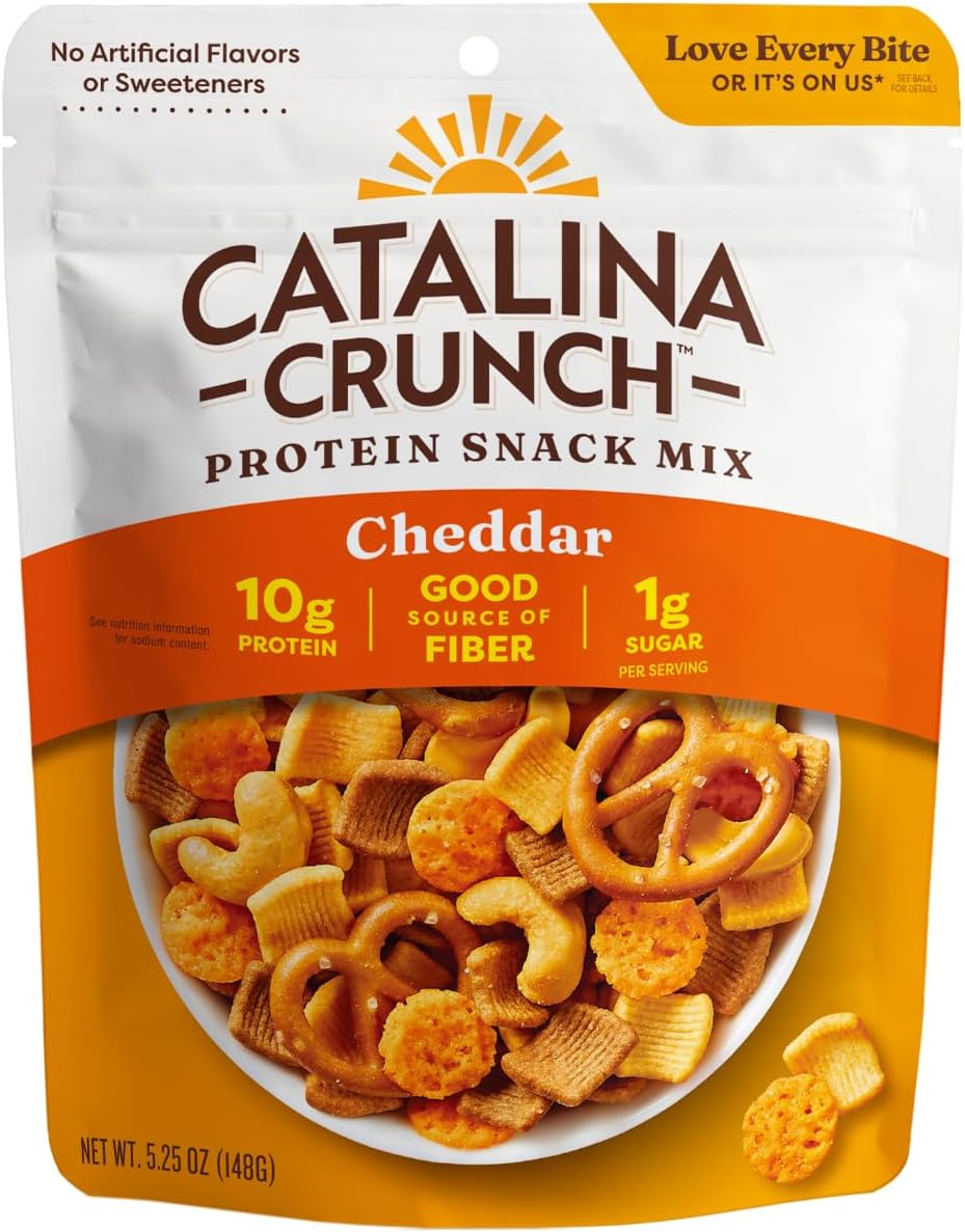 Catalina Crunch Protein Snack Mix with Cheese Crisps - 10g Protein, 1g Sugar per Serving - Good Source of Fiber, Keto, Gluten Free - Cheddar, 5.25 Ounce Bag (Pack of 1)