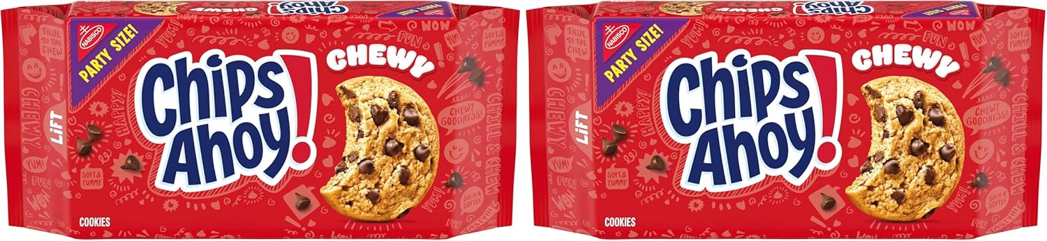 Chips Ahoy! Chewy Chocolate Chip Cookies, Party Size, 26 oz (Pack of 2)