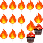 24Pcs Fire Flame Theme Cupcake Toppers Flame Birthday Party Decorations Fire Theme Cake Cupcake Decorations for Firefighter Birthday Party Fire Truck Baby Shower Supplies