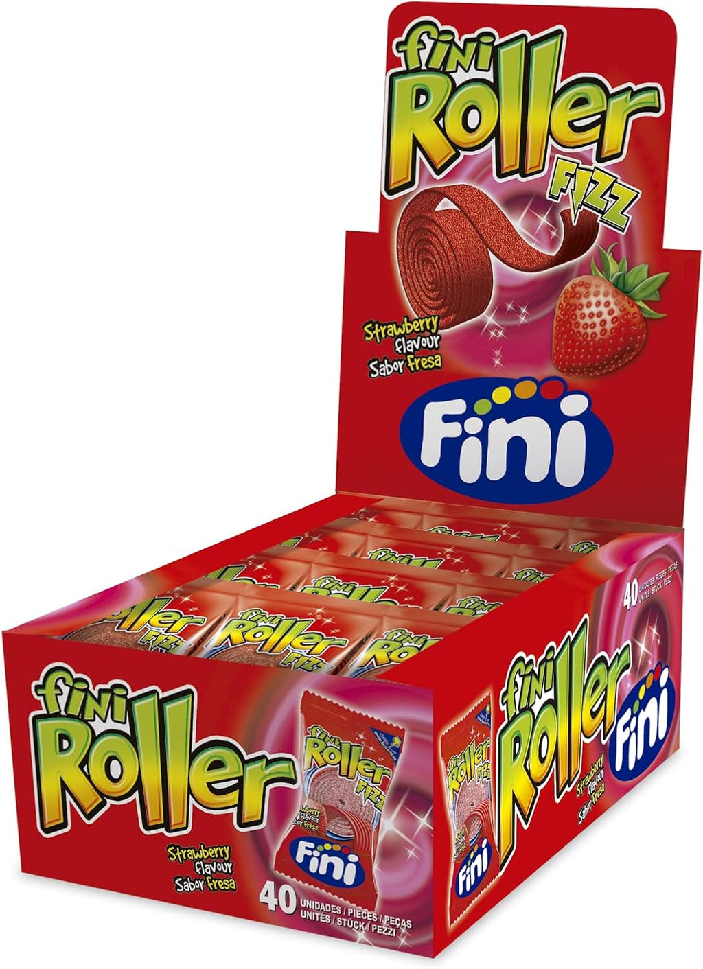 Fini Strawberry Rollers Extra Sour Candy (40 count)