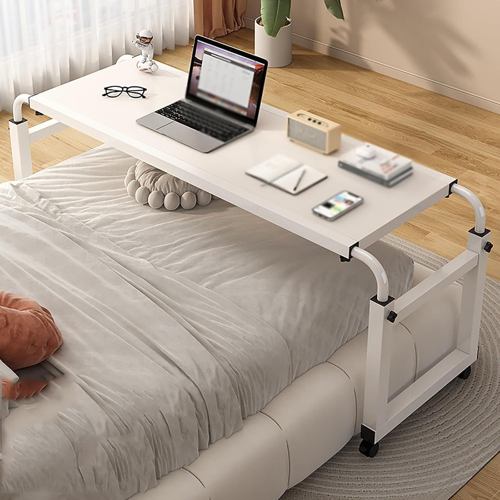 Over The Bed,Table with Wheels,Over Bed Table,overbed Table King Size Bed,overbed Desk nover Bed Table with Wheels Adjustable Height Mobile Cross-Bed Table, Suitable for Anywhere in The Home