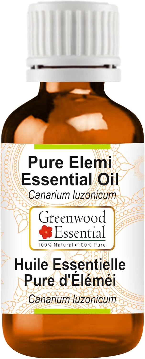 Greenwood Essential Elemi Essential Oil (Canarium luzonicum) Pure | Non-Sticky | Non-Greasy | Lightweight | Men & Women | All Skin Types | Steam Distilled 10ml (0.33 oz)