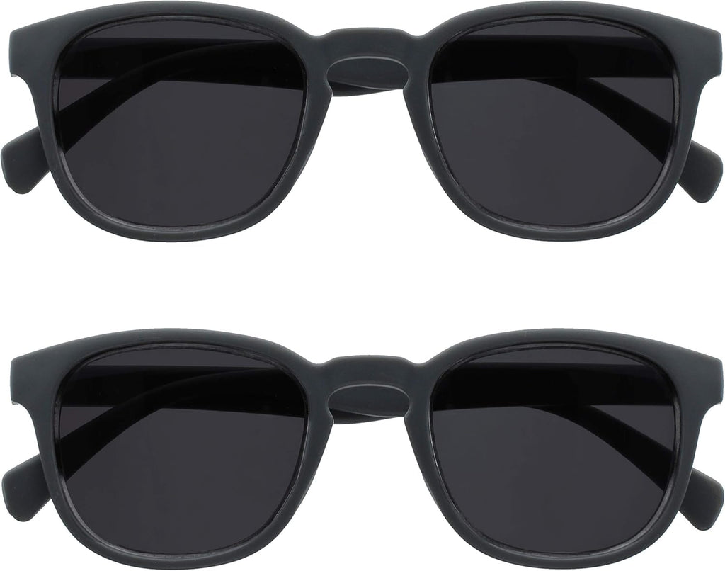 OPULIZE POP Classic Reading Sunglasses for Women Men,Tinted Lens with UV400 Protection,Scratch Resistant Round Chunky Frame with Spring Hinges, Matt Grey +1.50 (Pack of 2)