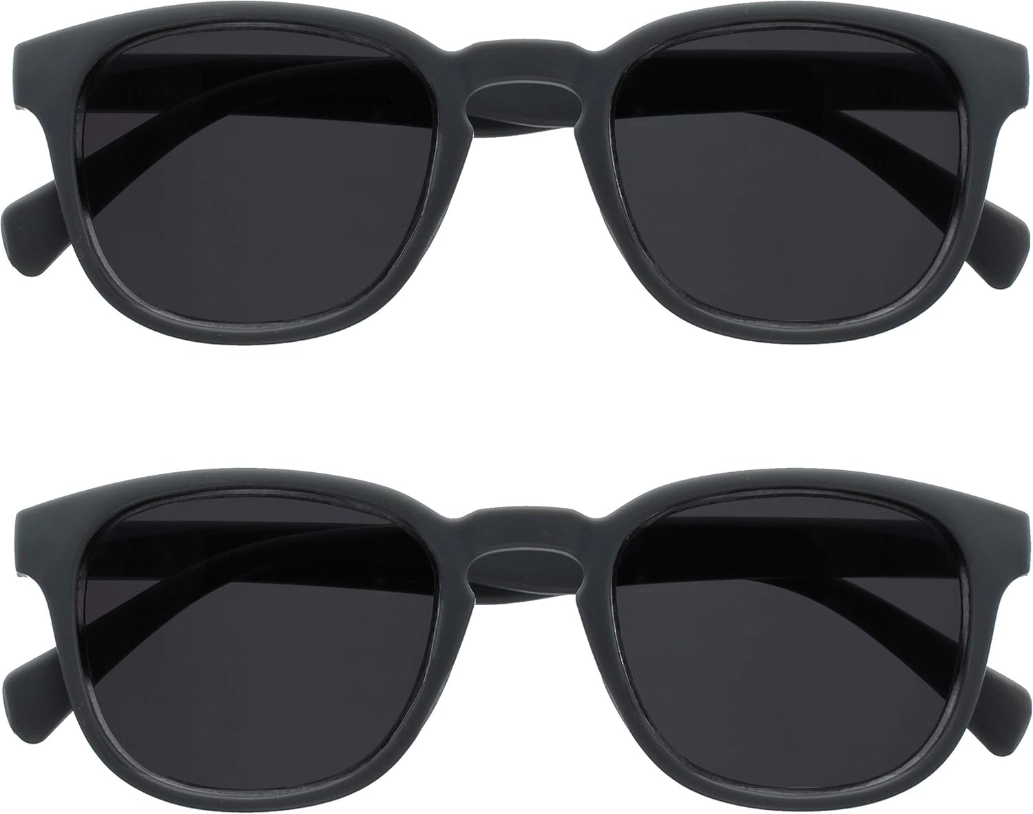 OPULIZE POP Classic Reading Sunglasses for Women Men,Tinted Lens with UV400 Protection,Scratch Resistant Round Chunky Frame with Spring Hinges, Matt Grey +1.50 (Pack of 2)