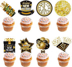 Happy New Year 2026 Cupcake Topper 24 pcs 2026 New Years Eve Party Supplies Party Decoration for New Year Eve Cake Decorations