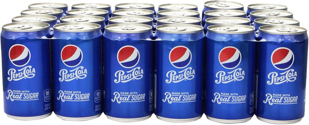 Pepsi Made with Real Sugar, 7.5 Fl Oz Mini Cans, 24 Pack