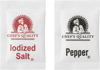 Salt and Pepper Packets - 250 Pack Iodized Salt, 250 Pack Pepper Combo, Total 500 Individual Wrapped Packets, 250 of Each, For Travel, Camping, Everyday Use