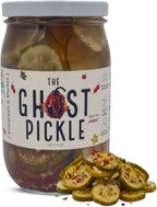 [PICKLES] - The Ghost Pickle - 79% Less Sodium & Sugar Free - Infused with Ghost Peppers - Fiery 4/5 Heat - Spicy Gourmet for Savory Dishes & Bold Cocktails - Made from Fresh Southern Produce - 17 Oz