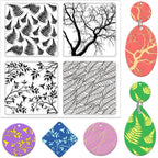 CHGCRAFT Fern Branches Leaves Polymer Clay Texture Sheets Plants Clay Modeling Pattern Pad Clay Mat for DIY Jewelry Making Craftwork and Printing Patterns Polymer Clay Earrings Tools,5.5x5.5Inch