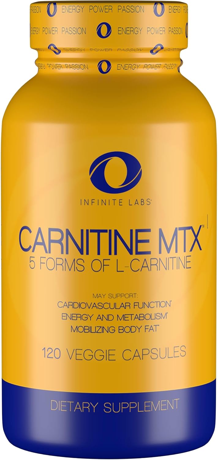 Infinite Labs L Carnitine 1000mg MTX - Amino Acid Blend of Carnitine Fumarate, L-Carnitine L-Tartrate, Acetyl L-Carnitine, L-Carnitine HCL, L-Carnitine Base 120 Veggie Capsules.