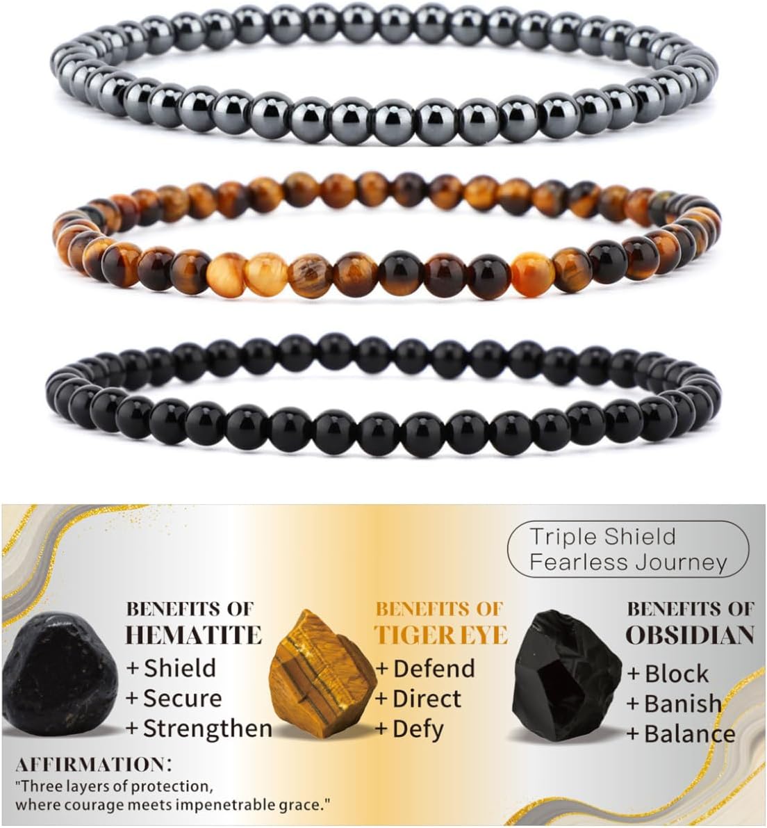 4mm 6mm 8mm Healing Crystal Bracelets for Women Men Natural Stone Beaded Stretch Bracelet Handmade Gemstone Reiki Spiritual Jewelry Gifts