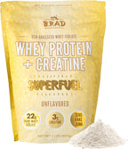 B.rad Superfuel - Grass Fed Whey Protein Isolate Boosted with Creatine | Farm-Fresh, Easy-to-Digest, Clean Ingredients | 2 Pounds | 100% USA Sourced | Unflavored