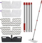 Microfiber Mops for Floor Cleaning, Dust Flat Flip Mop for Hardwood Floors with 2 Heavy Scrub Mop Pads & 2 Soft Pads and Adjustable 58” Mop Handle, Dual-Action Washable Floor Mops for Wet & Dry Clean
