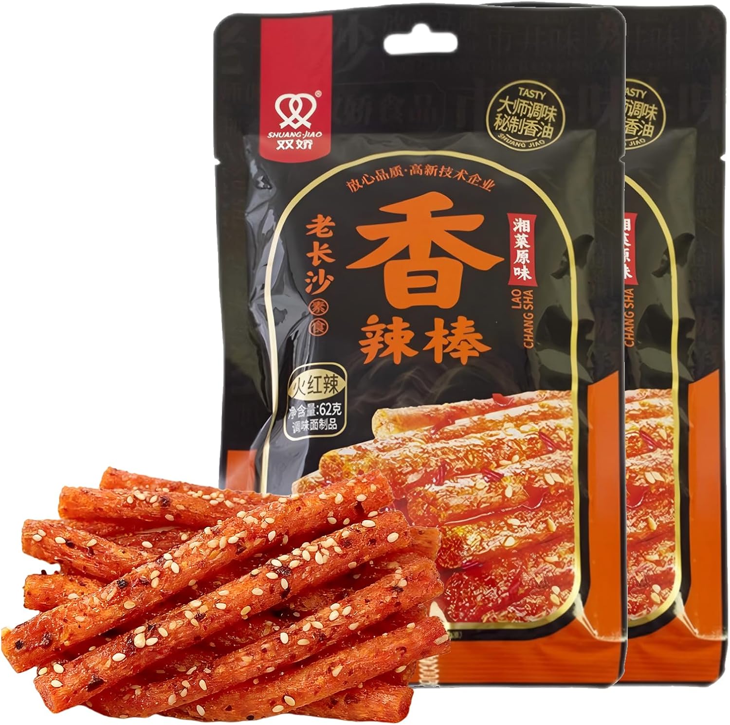 Whitejianpeak 2 Packs Latiao Spicy Strips, Chinese Spicy Sticks Snack, 62g/2.2oz per Pack