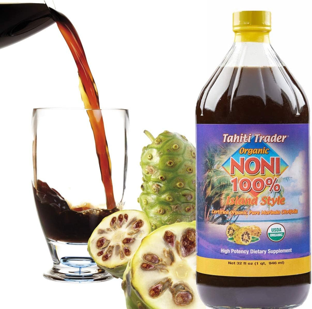 Tahiti Trader Island Style High Potency Noni Juice - Pure Noni Fruit Juice Fermented to Vinegar - Organic Antioxidant Superfood Supporting Energy & Body Health - (32oz, 1 Pack)