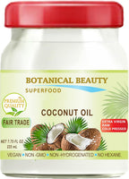 Botanical Beauty COCONUT OIL FAIR TRADE 100% Pure. EXTRA VIRGIN UNREFINED RAW COLD PRESSED. 7.75 Fl.oz – 225 ml.