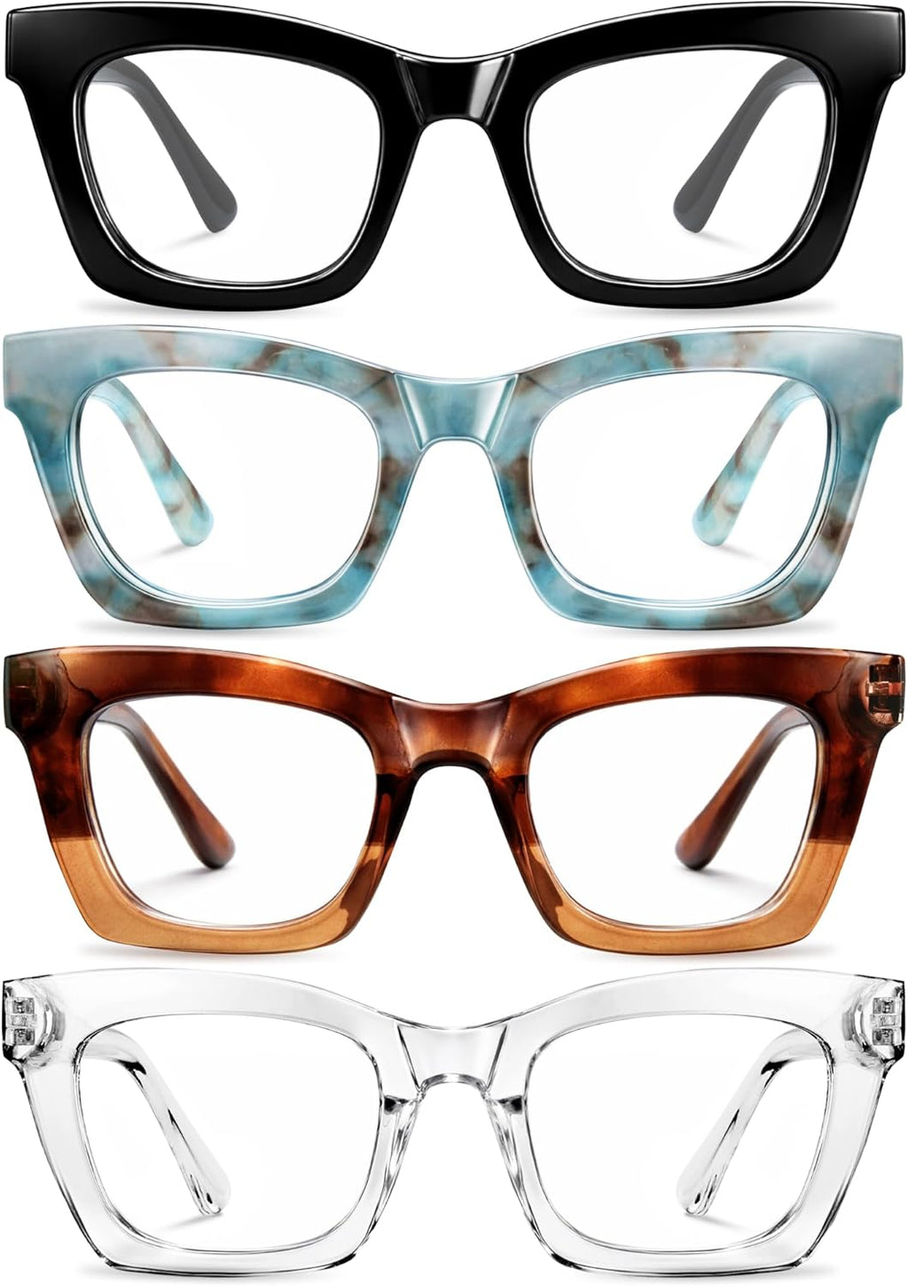 CCVOO 0.75 Oprah Style Reading Glasses for Women, Stylish Eyeglasses, Blue Light Readers for Women, Cheaters
